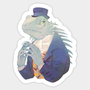 Blue iguana gentleman Sticker
